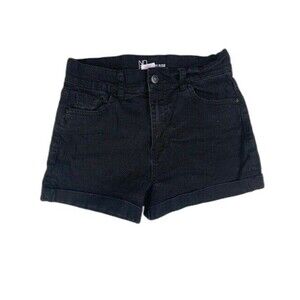 No Boundaries Size 7 Womens Shorts High Rise Black Stretch Cuff Hem Denim Jean
